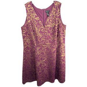 Enfocus Women Plus Size 20W Dress Scuba A‎ Line Sweetheart Purple Gold Knee 1404